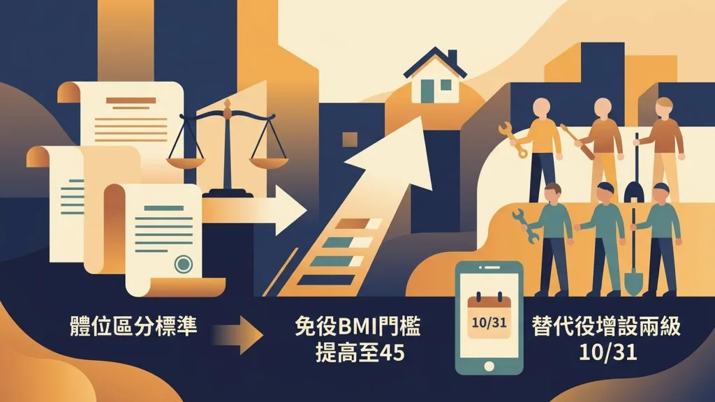 史上最嚴體位區分標準10/31上路！免役BMI門檻提高至45、替代役增設兩級